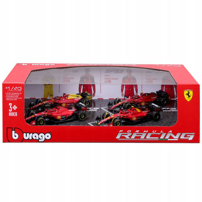 Bburago 78514 F1 Ferrari F1-75 SF-23 Sainz Leclerc 1:43 Model Kit Car 4 Units Red