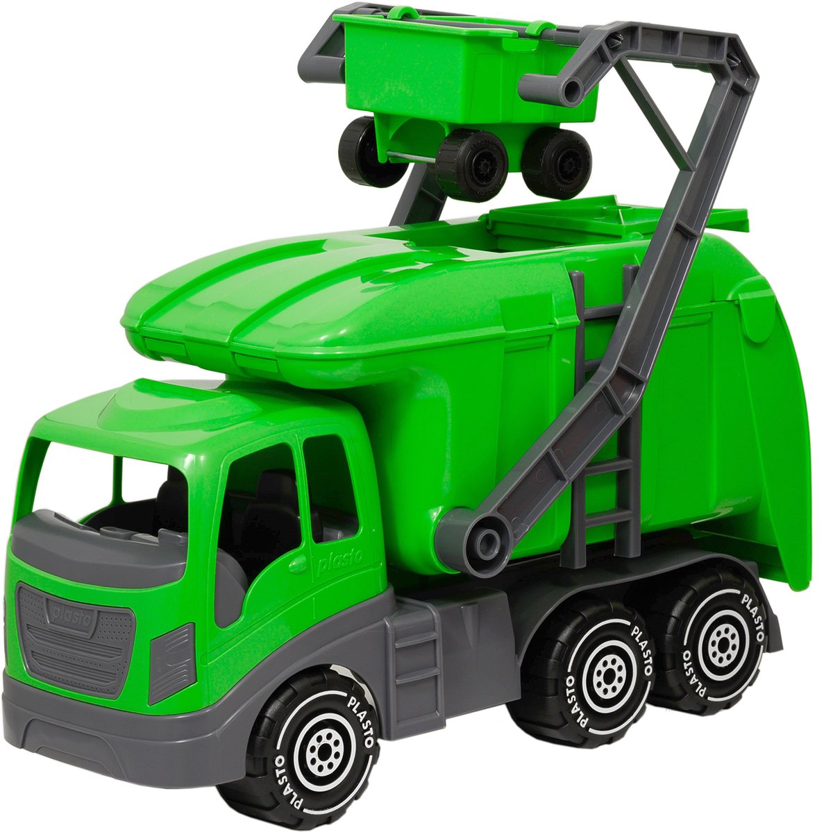 Plasto garbage truck green 40 cm - toy vehicle - recycling truck - large truck - realistic play - sturdy plastic - made in Finland - from 1 year