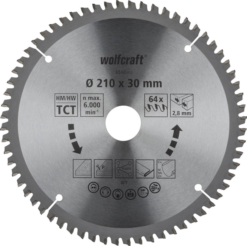 Wolfcraft - lama da sega 210x30mm per troncatrice - 64 denti - per troncatrice - 6540000