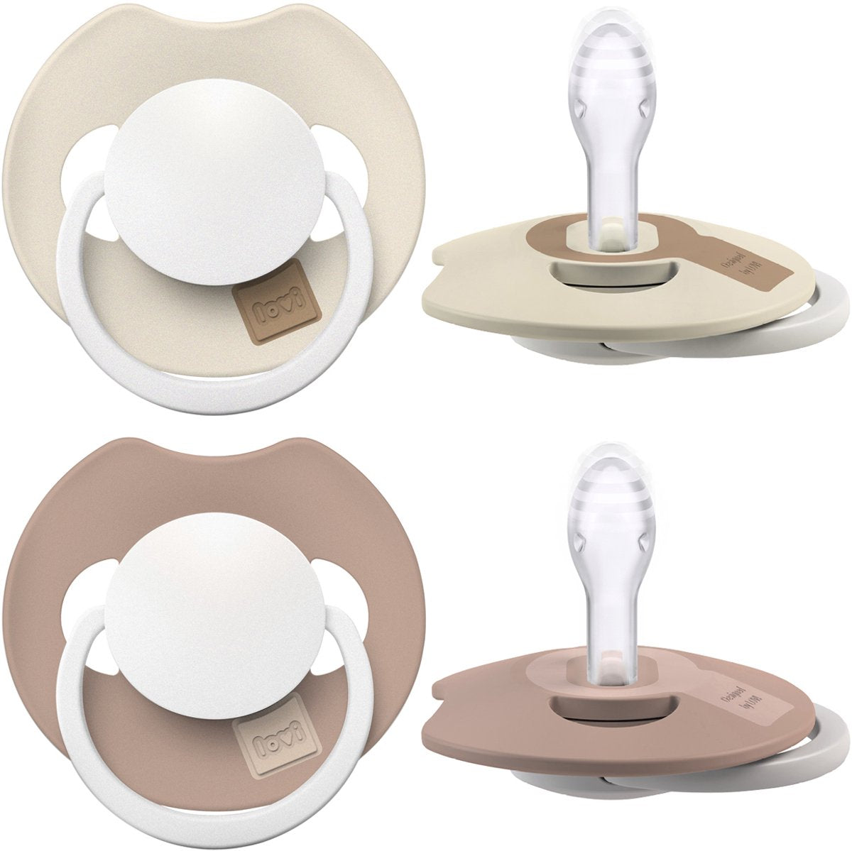 Ciuccio Difrax lovi Dynamic Prime Glow - da 0 a 6 mesi - beige marrone - 2 pezzi