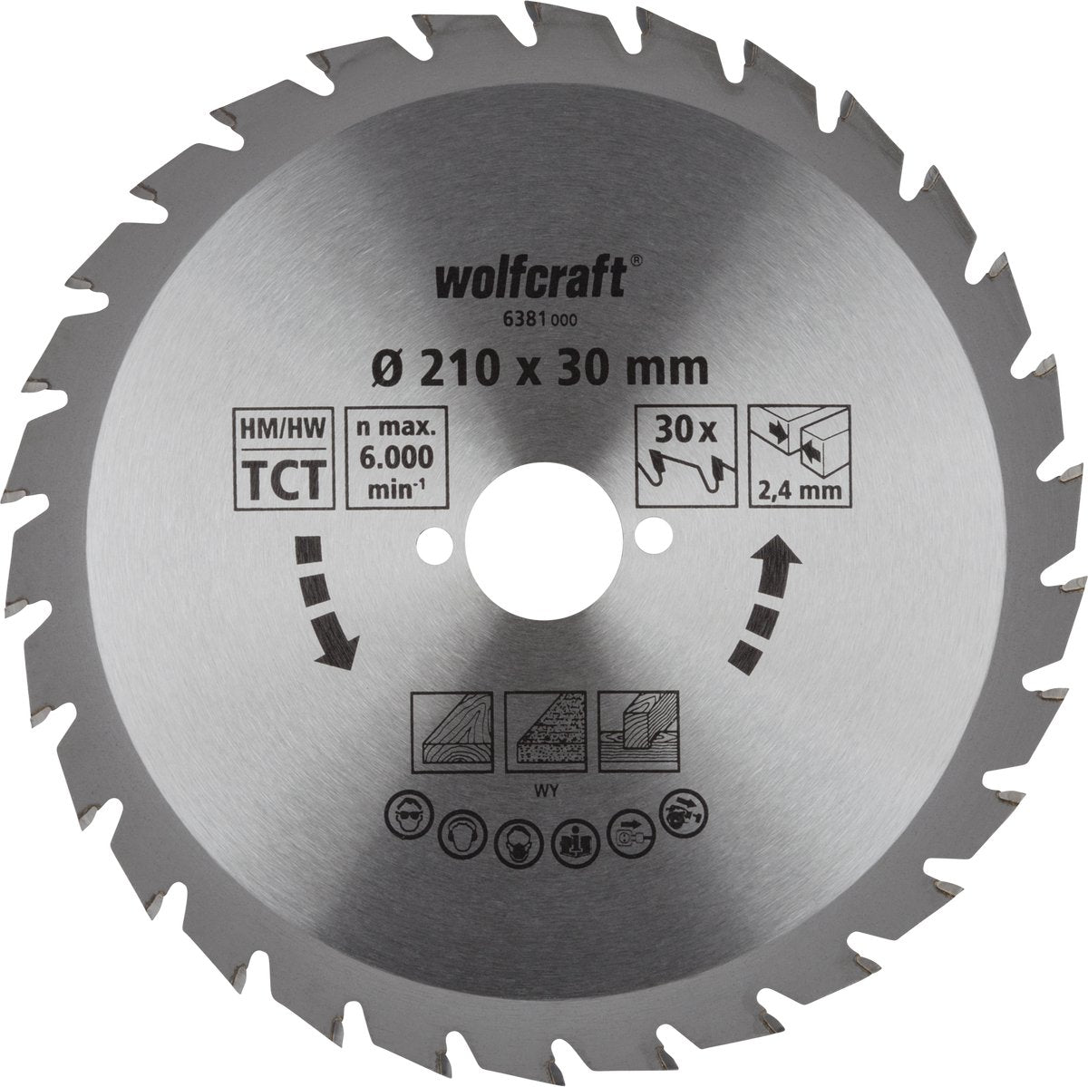 Wolfcraft - lama per sega circolare 210x30mm - 30 denti - lama per sega circolare - serie verde - 6381000
