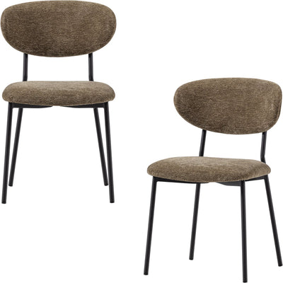 Sedie per sala da pranzo Woood Kjeld - tessuto di ciniglia - verde - set di 2