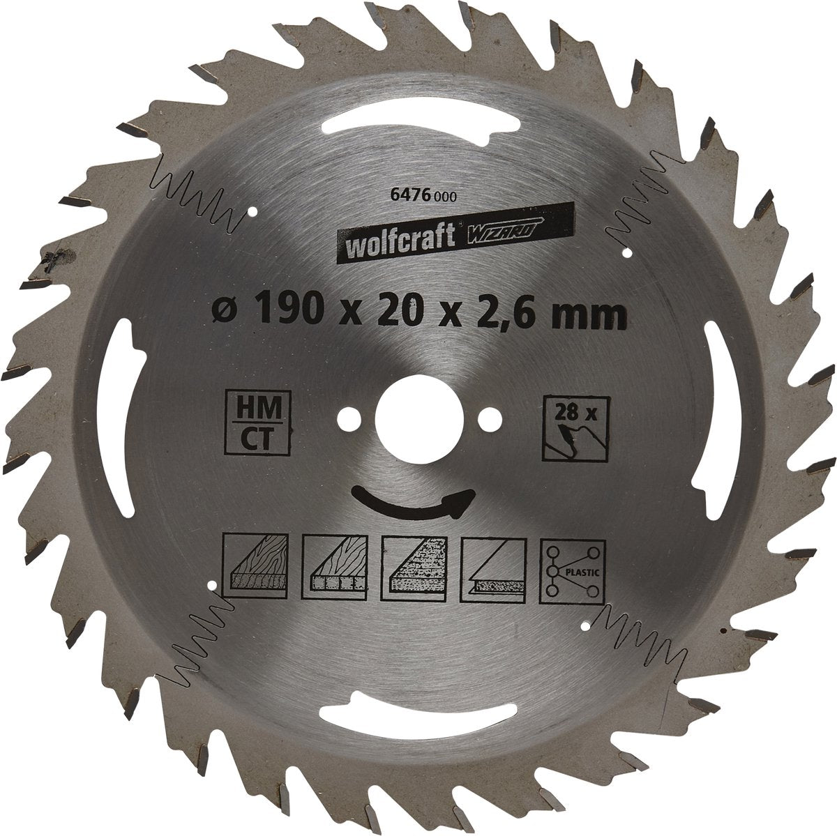 Wolfcraft - lama per sega circolare 190x20mm - 28 denti - lama per sega circolare - serie argento - 6476000