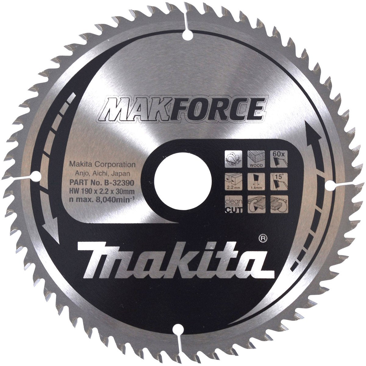 Accessori Makita lama per sega circolare legno | makforce 190x30x2,2 60t 15g - b-32390 - b-32390