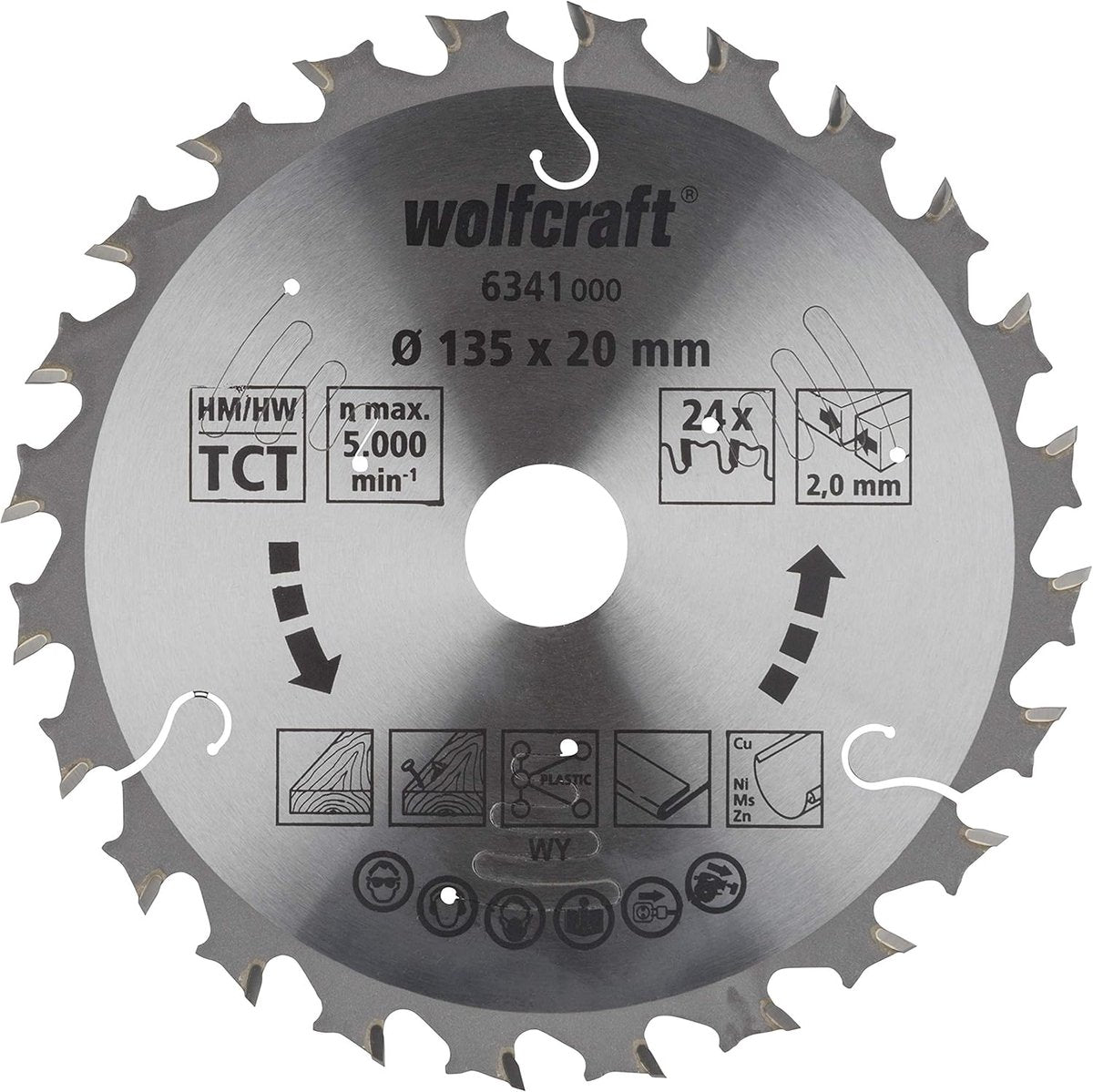Wolfcraft - lama per sega circolare 135 x 20 mm - per sega circolare manuale - serie lilla - 6341000