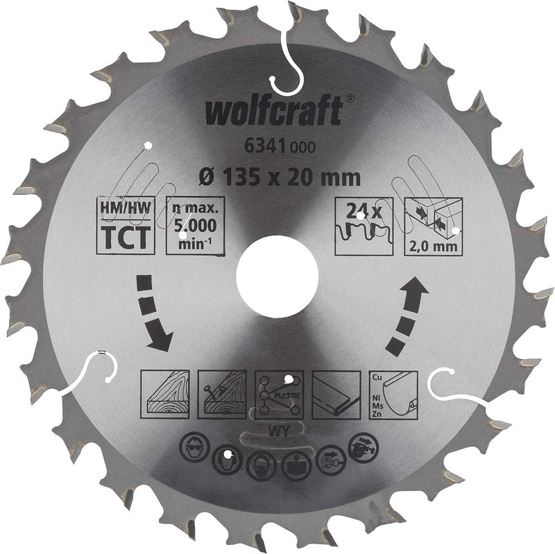 Wolfcraft - cirkelzaagblad 135 x 20 mm - voor handcirkelzaag - serie lila - 6341000