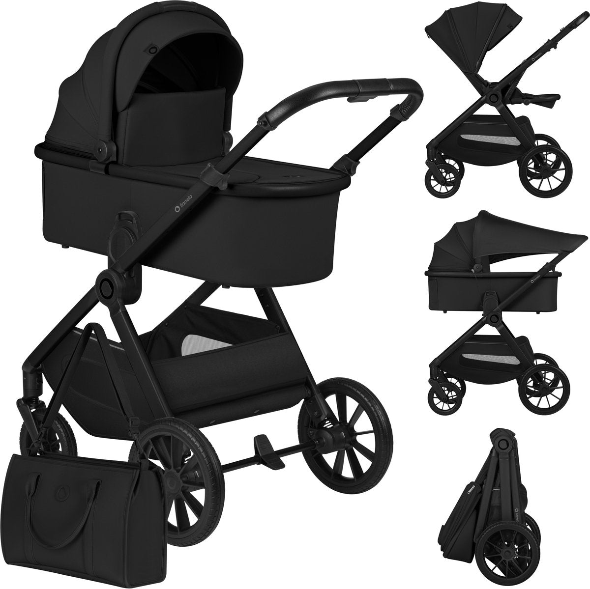 Lionelo layla 2 in 1 premium kinderwagen – reiswieg wandelwagen tot 4 jaar (22 kg) – airydots matras – panoramische 3d-ventilatie – grote all-terrain wielen – memory buttons – magnetische gesp – inclusief tas, regenhoes muskietennet