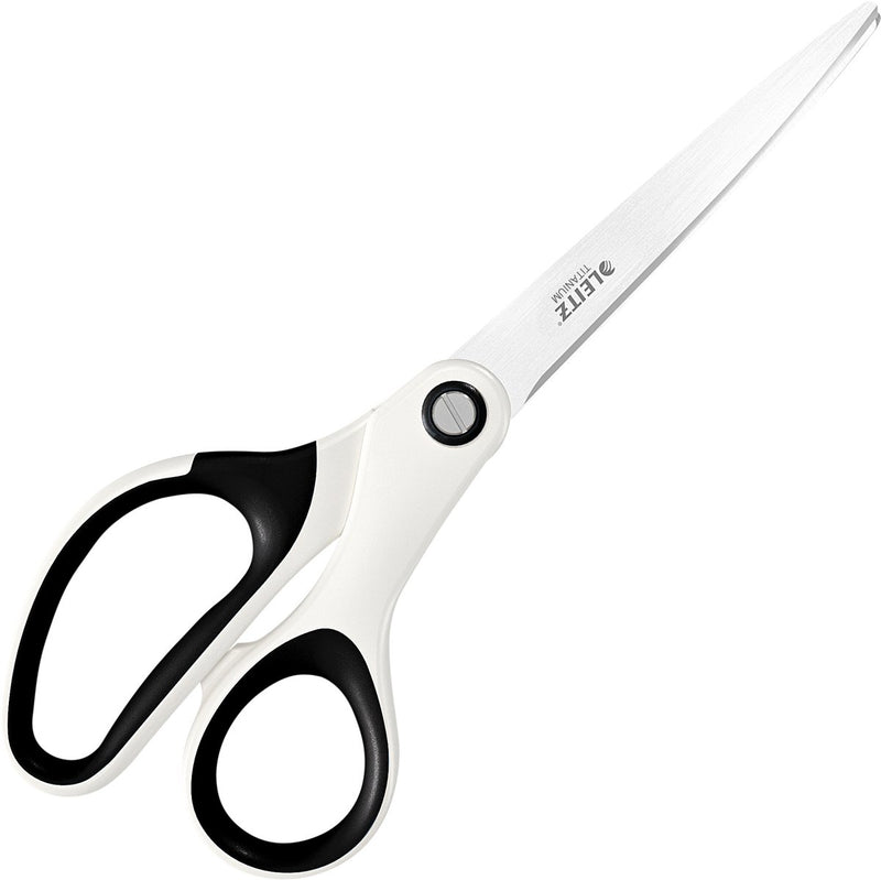 Tijeras de titanio Leitz wow - 205 mm - para la oficina y trabajar desde casa - ideales para la oficina en casa - blancas