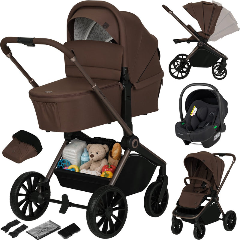 Lionelo mika plus - passeggino 3in1 - set xxl - incl. Seggiolino auto i-size - versatile e adatto a tutto l'anno - ruote grandi - fino a 22 kg - funzionamento con una sola mano - per tutti i tipi di terreno - set di accessori