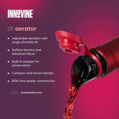 Innovine™ wine aerator - tilt aerator in raspberry