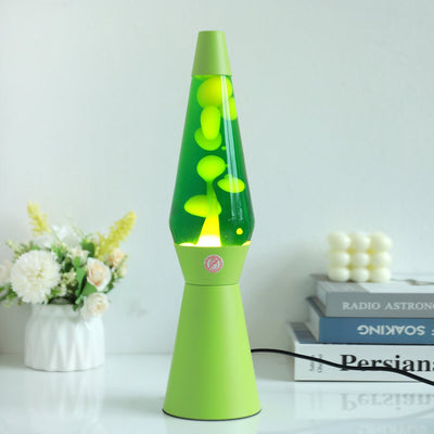 I-total lava lamp - lava lamp - mood lamp - 40x11 cm - glass aluminum - 30w - green with yellow lava - green base - xl2938