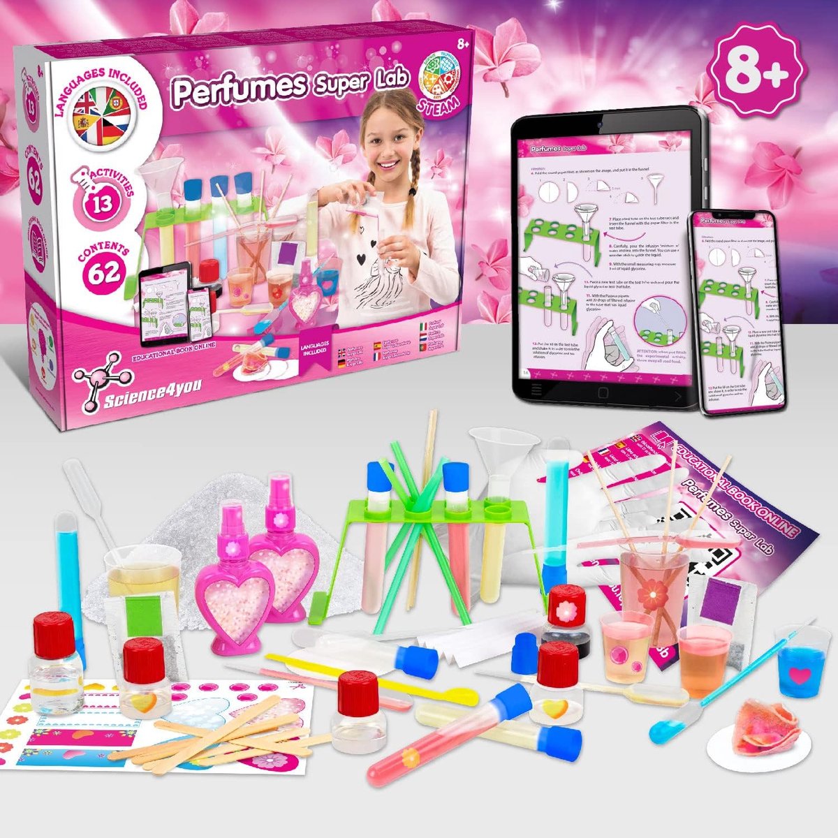 Science 4 you perfume science4you - set de experimentos - haz tu propio perfume - 33 partes - 3 experimentos - 8 años +