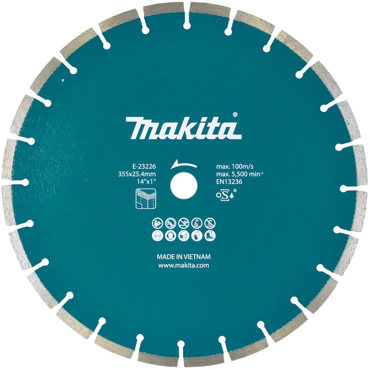 Makita e-23226 disco de corte de diamante diámetro 355 mm diámetro interior 25,4 mm 1 pieza(s)