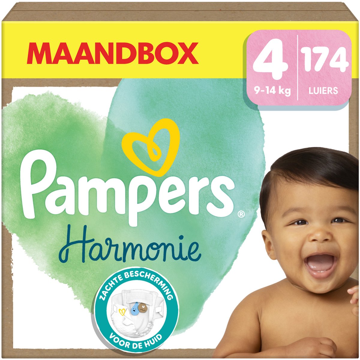 Pampers harmonie luiers maat 4 - 174 luiers - 9kg-14kg - maandbox