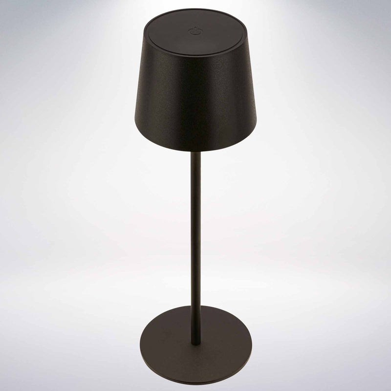 B.k.licht briloner suta - lampada da tavolo a led ricaricabile - dimmerabile - wireless - altezza 33 cm - ip44 - per interni ed esterni - a batteria - nero