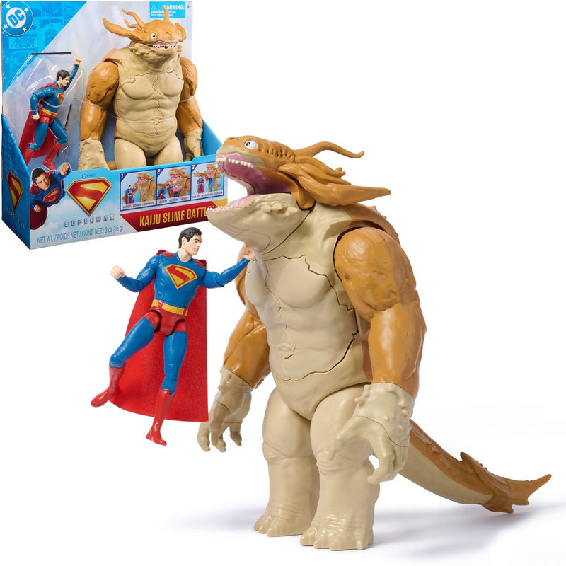 DC comics, superman, superman vs. kaiju slime battle, figura de acción con juego gigante para niños, juguetes de superhéroes