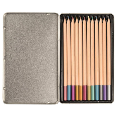 Lápices de colores de madera walther pc300m - diy pac - 12 piezas - colores metalizados