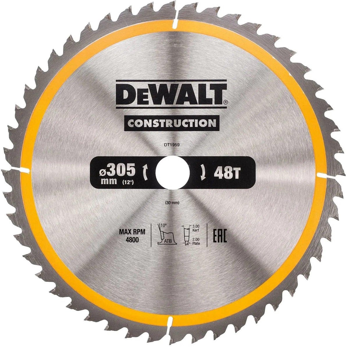 Dewalt dt1959-qz - constructie zaagblad - 305mm - atb tandgeometrie - 48 tanden