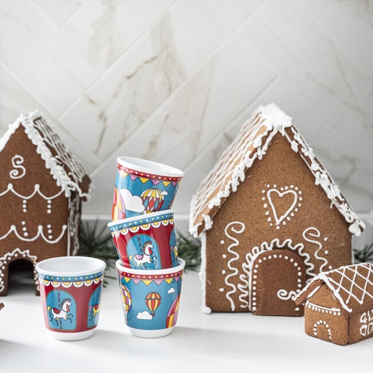 Bialetti winter wonderland espressokopjes 80 ml – set van 4 – keramiek – limited edition