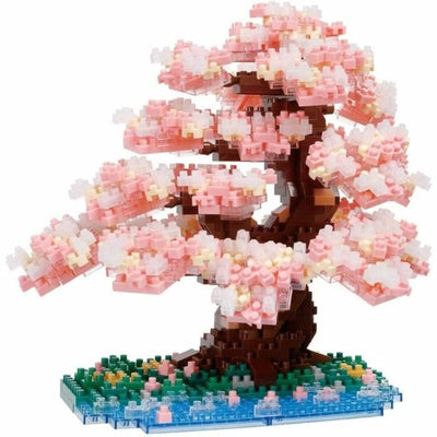 Bandai - nanoblocco - fiore di ciliegio deluxe - figura in mattoni - set da costruzione per albero di ciliegio in pietra 990 - kit per costruzione di figure pixel - mini albero da costruzione in mattoni - nbc048