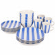 Alpina serviesset 16-delig – servies voor 4 personen – borden, kommen en mokken – vaatwasser- en magnetronbestendig - blauw wit