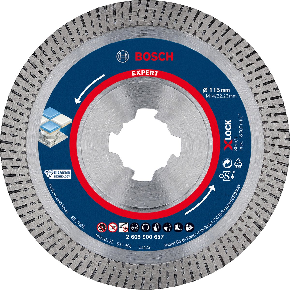 Discos de corte diamantados Bosch Expert Hard Ceramic X-Lock 115 x...
