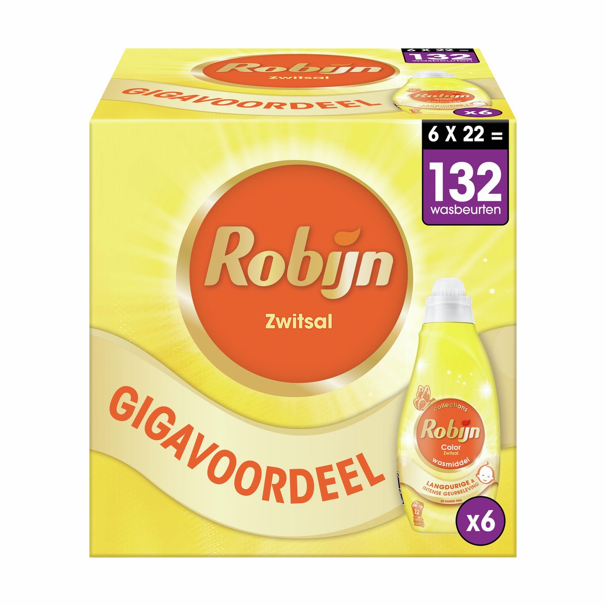 Robijn small powerful liquid detergent - color zwitsal - 6 x 22 washes - value pack