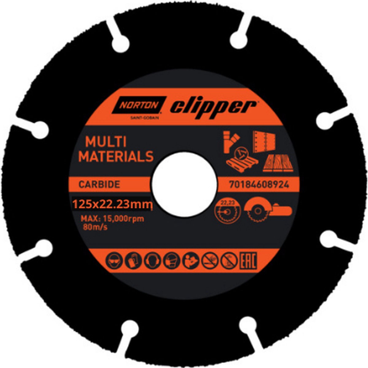 Norton clipper multi materiales - disco de corte de carburo - 125 mm - para amoladora angular