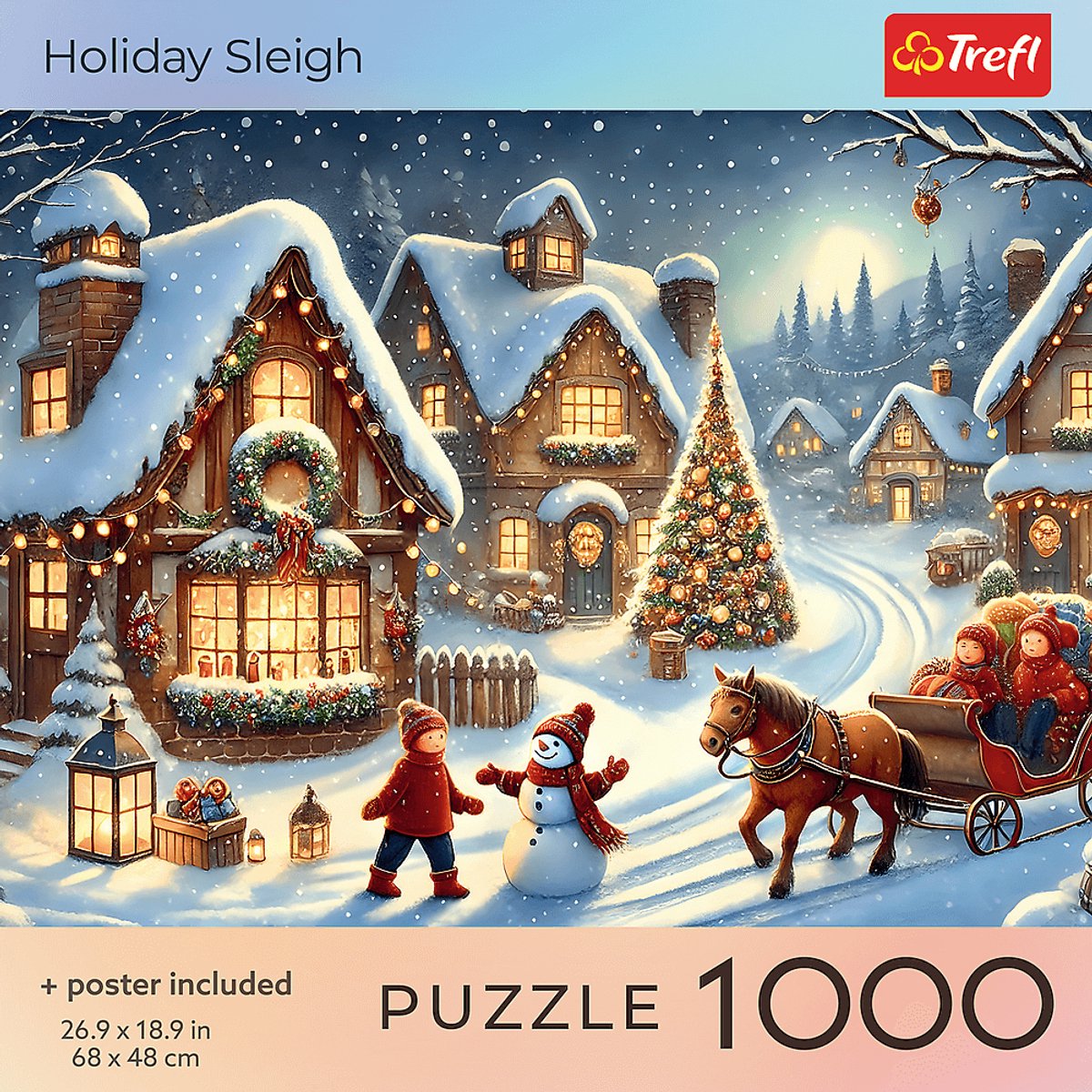 Trefl legpuzzel 1000 stukjes kerstmis holiday sleigh puzzel volwassenen.