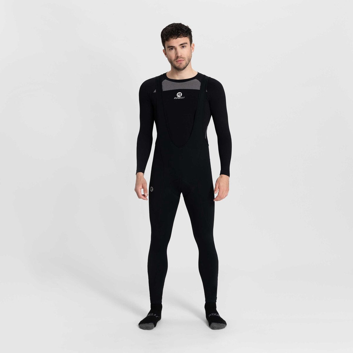 Pantaloni da ciclismo lunghi Rogelli core da uomo - camoscio e bretelle - nero - 4xl