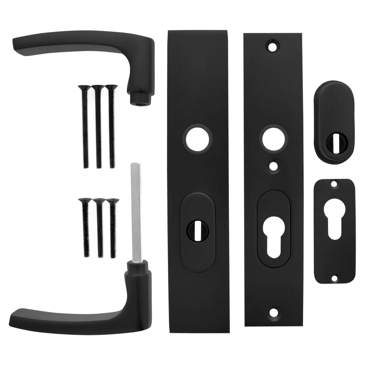 Set di sicurezza Starx - nero - alluminio - - maniglia per porta e su skg*** con protezione antiestrazione 245x50mm pc55 72 nero
