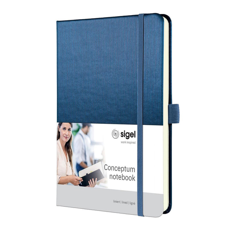 Quaderno Sigel A5 - conceptum - blu metallizzato - line - copertina rigida - si-co403