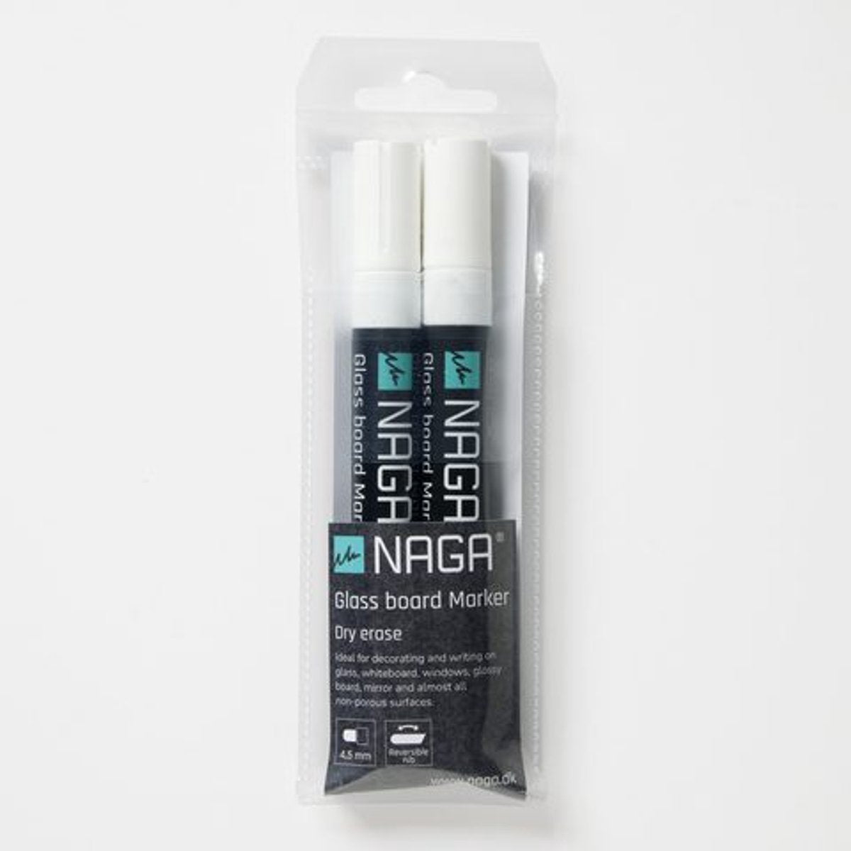 Naga glasbordmarker 4 - 5mm set a 2st. wit