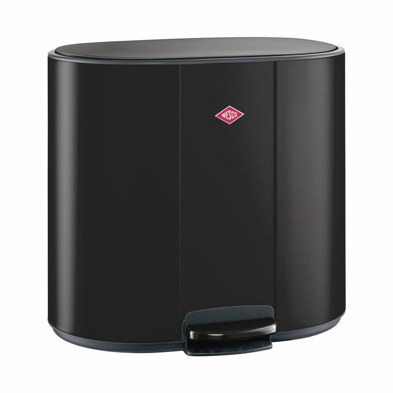 Wesco multicollector 3 pattumiera per raccolta differenziata (1x25 litri, 2x12 litri) | 49 litri | metallo - nero opaco | pattumiera a pedale con chiusura ammortizzata e filtro antiodore