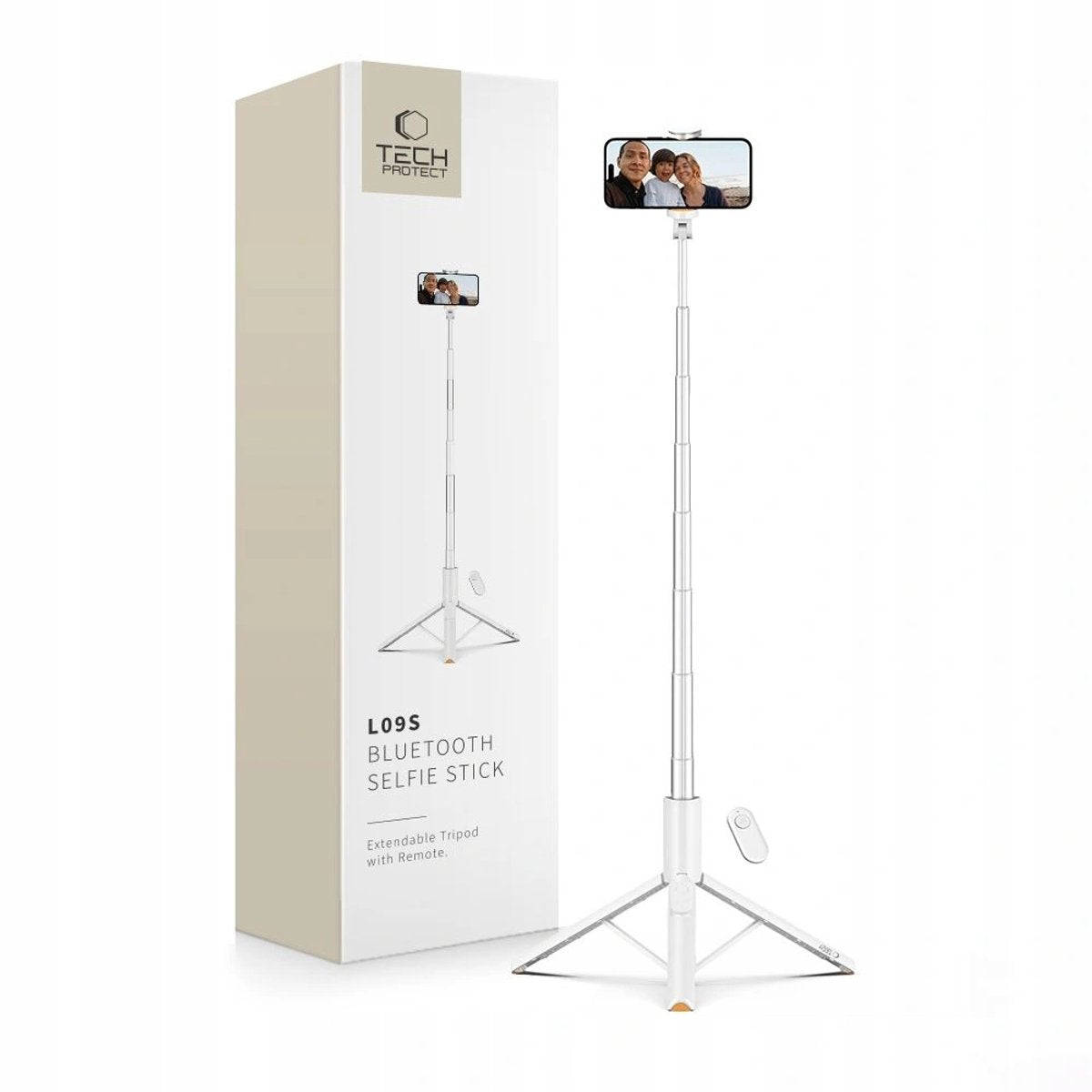 Tech-protect l09s trípode palo selfie blanco - control remoto bluetooth