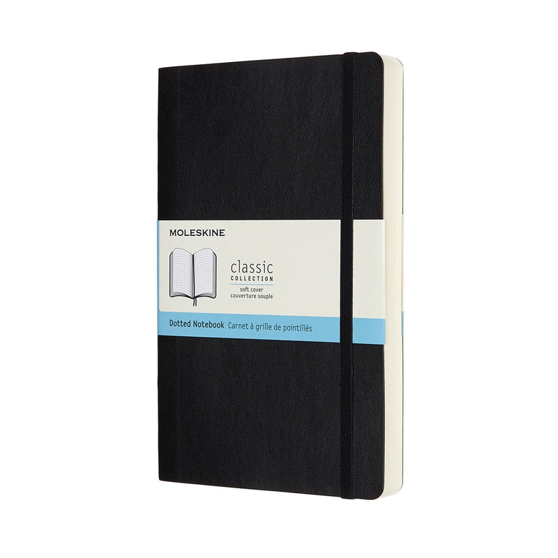 Cuaderno clásico Moleskine - ampliado - grande - tapa blanda - punteado - negro