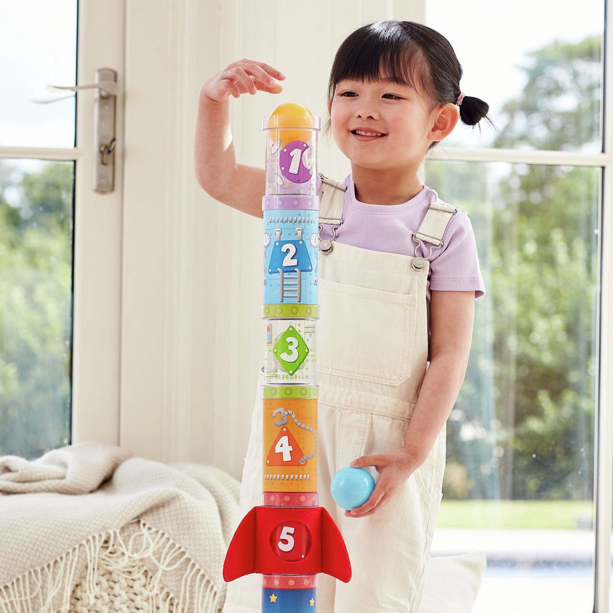 Hape torre impilabile per razzi con ventola - gioco di impilamento aereo per bambini dai 3 anni - 25 parti