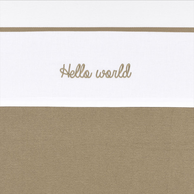 Sábana para cuna Meyco baby hello world - taupe - 75x100cm - 0,3 tog