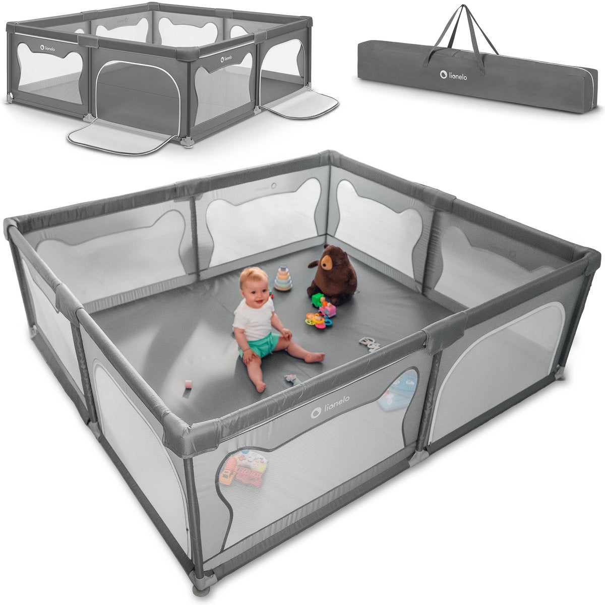 Lionelo willow xl - box voor baby's - 187 cm x 207 cm x 68 cm - vanaf 0-48 maanden groot oppervlak - zeer groot