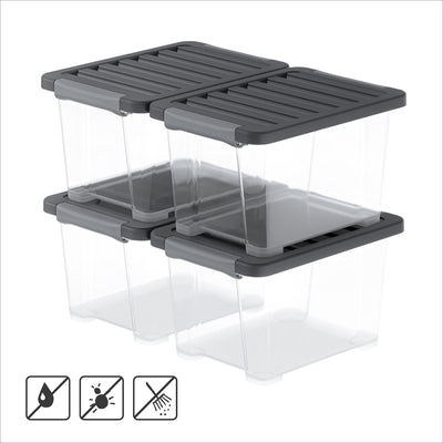 Rotho core pro - cajas de almacenamiento - juego de 4 - apilables - 15 litros