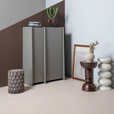 Mesa auxiliar decorativa Woood axu - cerámica - gris azul - 45x35x35