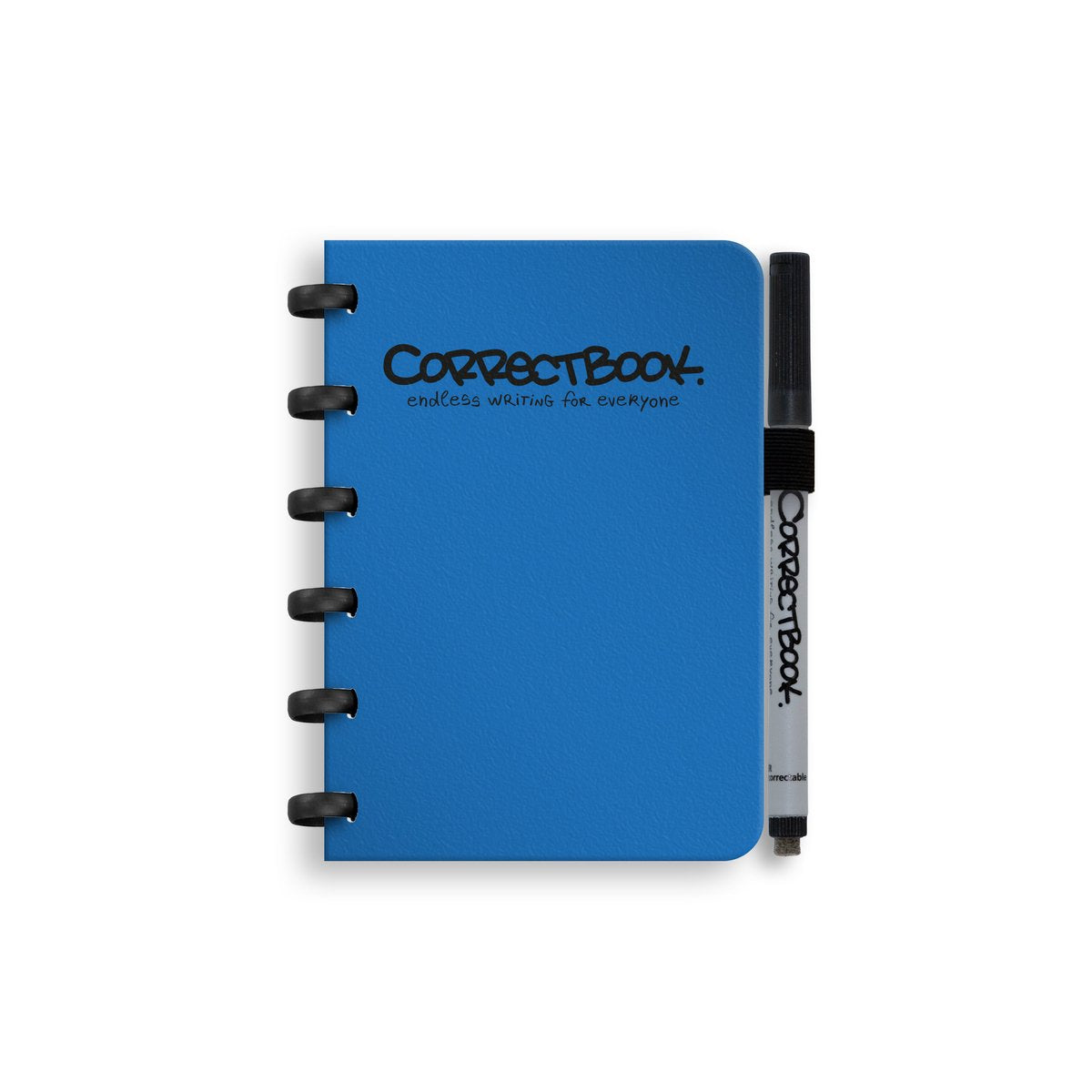 Cuaderno borrable Correctbook a6 – azul terroso – con rayas – cuaderno reutilizable – incluye toallita para bolígrafo – se puede complementar con páginas adicionales