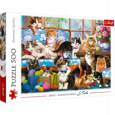 Trefl - jigsaw puzzle - 500 pieces - cat family - 48x34 cm
