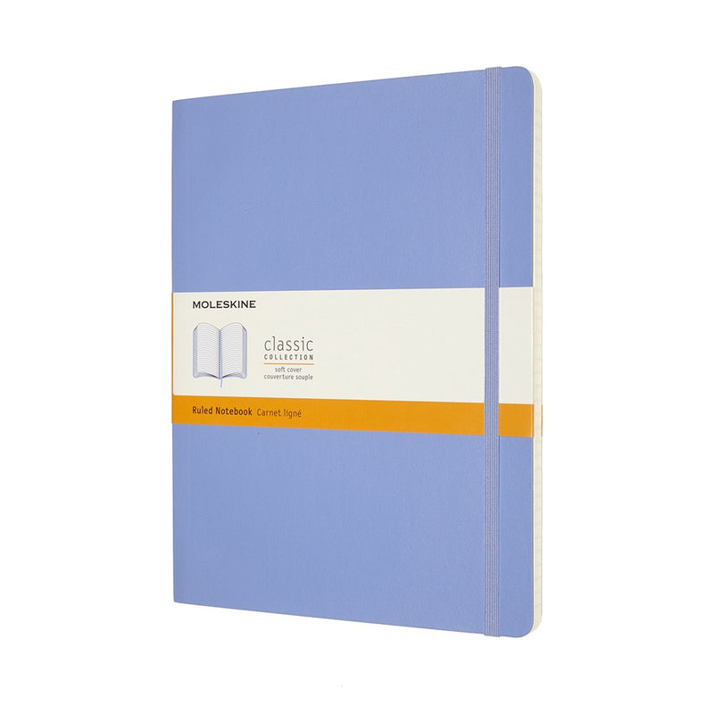 Cuaderno clásico Moleskine - extra grande - tapa blanda - rayado - azul hortensia