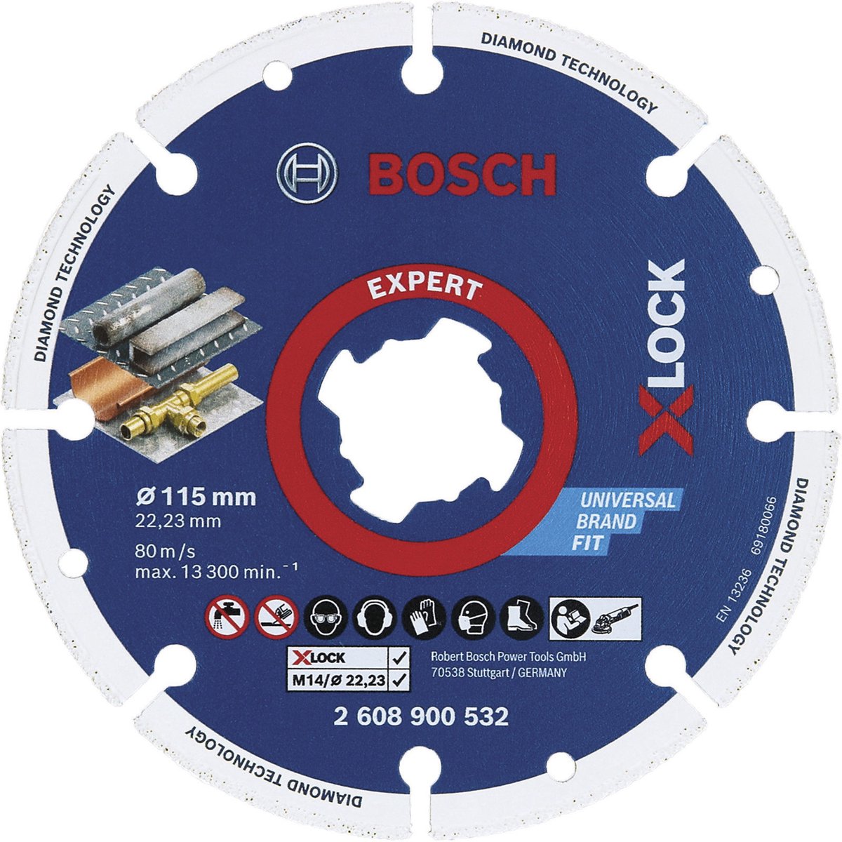 Accesorios Bosch 2608900532 disco de corte de diamante x-lock diámetro 115 mm diámetro interior 22,23 mm metal 1 pieza(s)