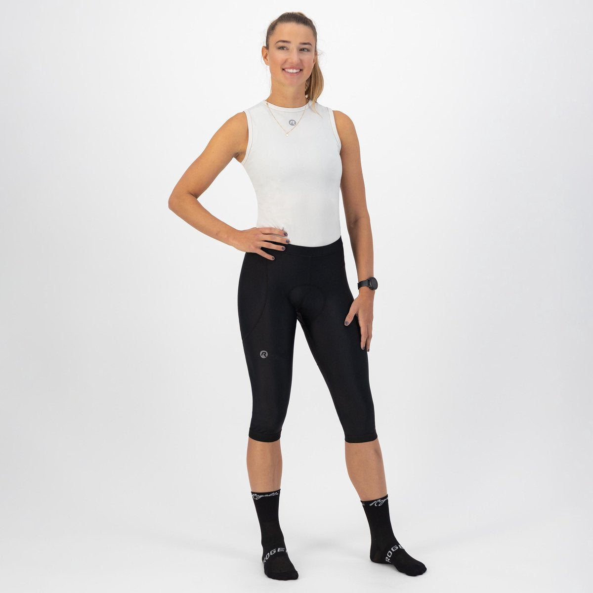 Pantaloncini da ciclismo Rogelli Core a tre quarti da donna - neri - xs