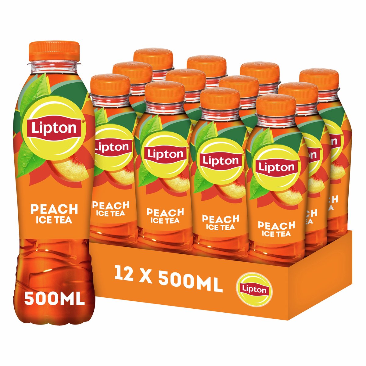 Lipton ice tea fles - peach - laag in calorieën - 12 x 500 ml - voordeelverpakking