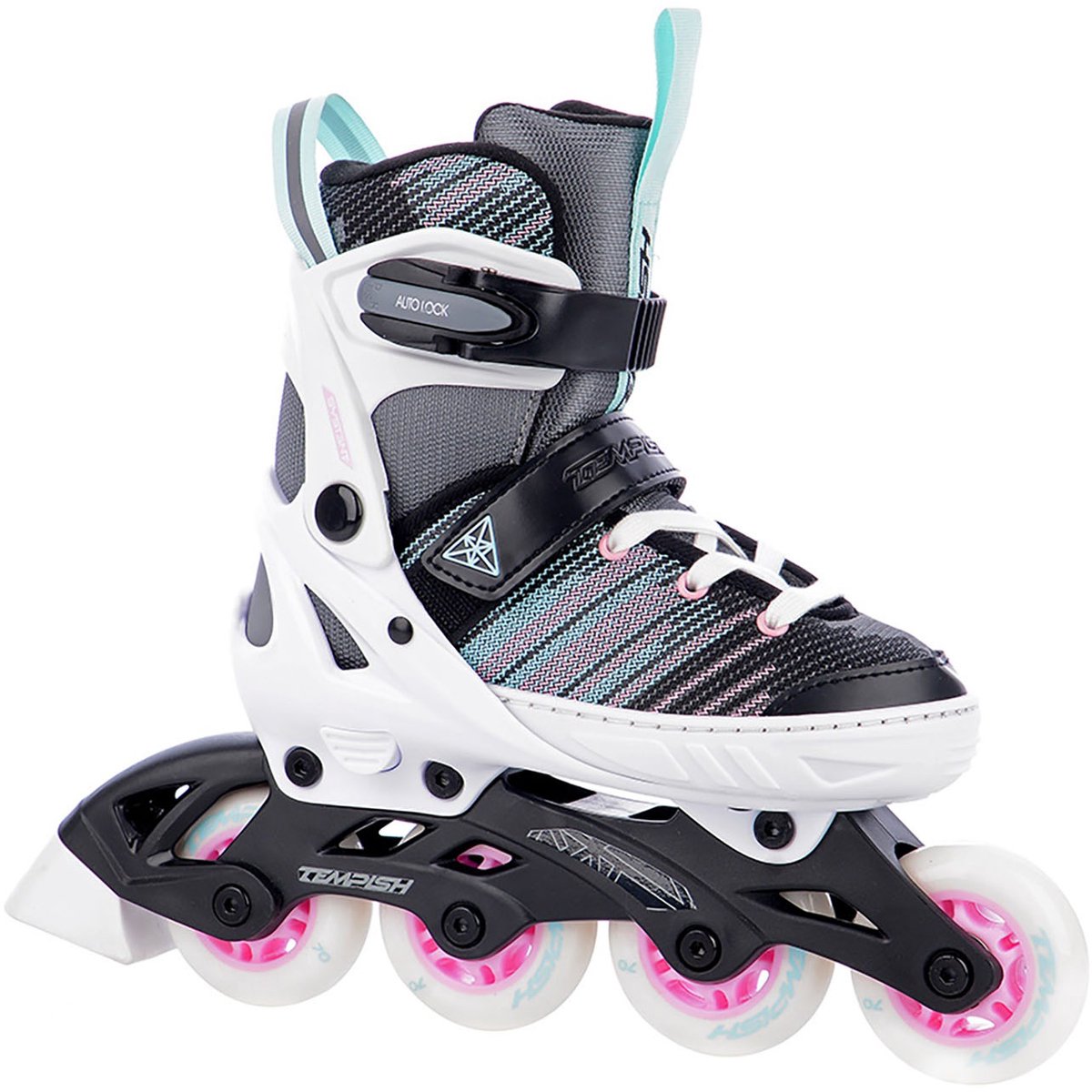 Tempish systent skeelers - inline skates - verstelbaar - kinderen - wit zwart roze - maat 37-40