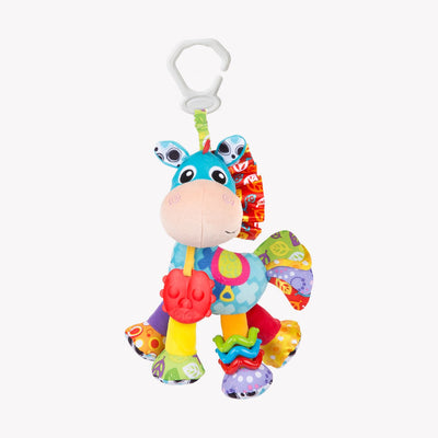 Playgro - attività amico clip clop - giocattolo per bambini - giocattolo da appendere - giocattolo per carrozzina - sonaglio - accessorio per carrozzina - accessorio per passeggino - giocattolo educativo - animale di peluche