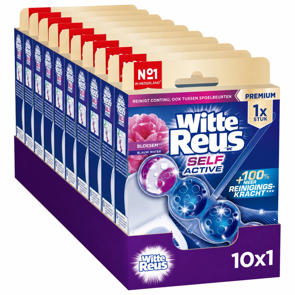 Witte reus self active bloesem 50g - wc blokjes - voordeelverpakking - 10 stuks